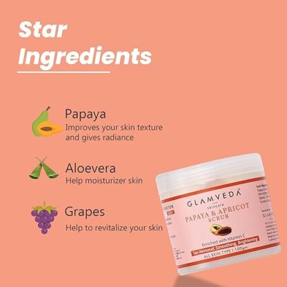 GLAMVEDA Papaya & Apricot Face Scrub Enriched with Vitamin C - Image 4