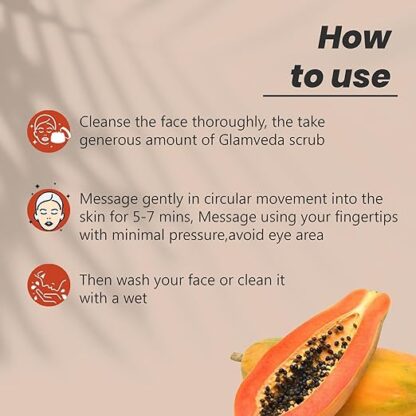 GLAMVEDA Papaya & Apricot Face Scrub Enriched with Vitamin C - Image 5